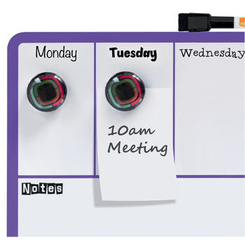 NOBO Mini Magnetisch whiteboard Weekagenda Wandmontage 1904048 Gelakt staal 360 x 140 mm Paars, wit (1904048)