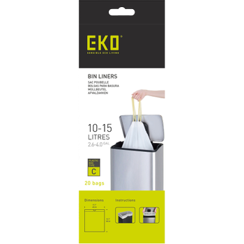 Eko Vuilniszakken 15 l Wit PE (polyethyleen) 6 Rollen à 20 Stuks (EK33703)