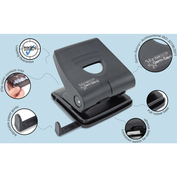 RAPESCO Germ-Savvy 2 Gaten Perforator Metaal 30 Vellen 827-P Zwart (PF827PB2)