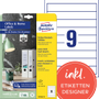 Avery Zweckform Avery Etiket C32266-10 A4 Wit 30 x 190 mm 10 Vellen à 9 Etiketten
