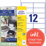 Avery Zweckform Avery Etiketten 6123 Klevend A4 Wit 97 x 42,3 mm 10 Vellen à 12 Etiketten