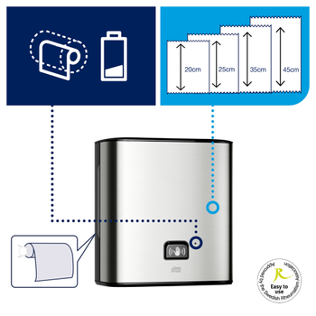 Tork Matic Image Design H1 Handdoekroldispenser Kunststof Afsluitbaar Automatisch Zilver (460001)