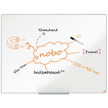 NOBO Impression Pro whiteboard 1915396 wandmontage magnetisch email 120 x 90 cm smal frame (1915396)