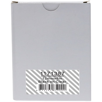 Rillstab Compatibel Brother TZe-131 Labeltape Zelfklevend Zwart op Transparant 12 mm x 8m (TZe-131)