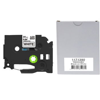 Rillstab Etiketteertape Compatibel met Brother TZE251 Klevend Zwart op Wit 24 mm x 8 m (TZe-251)