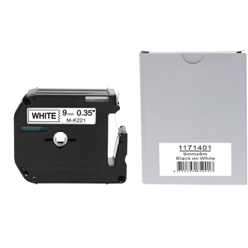 Rillstab Compatibel Brother M-K221 Labeltape Zelfklevend Zwart op Wit 9 mm x 8m (M-K221)