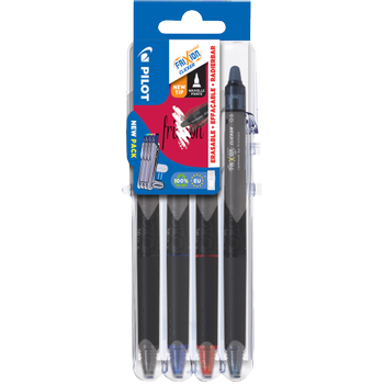 PILOT FriXion Ball Clicker Intrekbaar Pen Kleurenassortiment 0,25 mm Fijn Kegelvormig Navulbaar  4 Stuks (6853)