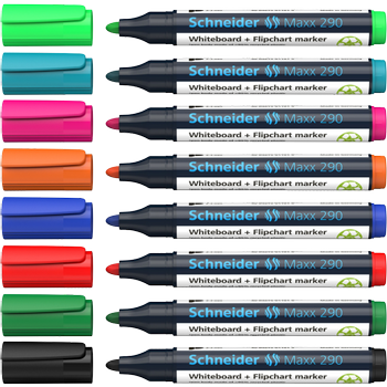 SCHNEIDER Maxx 290 96082000 Whiteboard-marker Kleurenassortiment Breed Viltstift 2 - 3 mm 8 Stuks (129098)