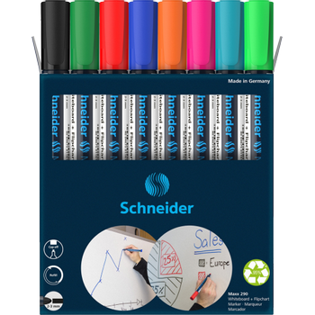 SCHNEIDER Maxx 290 96082000 Whiteboard-marker Kleurenassortiment Breed Viltstift 2 - 3 mm 8 Stuks (129098)