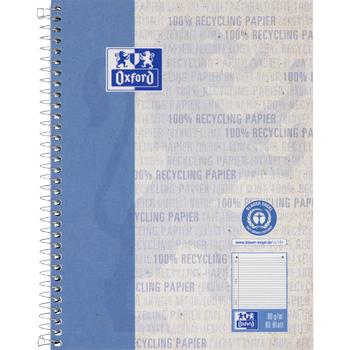 OXFORD Schrijfblok A5+ Gelinieerd Spiraalbinding Geplastificeerd karton Blauw Geperforeerd Recycled 160 Pagina's (400159376)