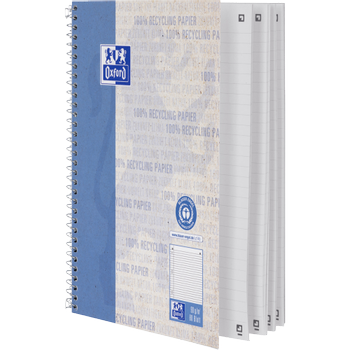 OXFORD Schrijfblok A5+ Gelinieerd Spiraalbinding Geplastificeerd karton Blauw Geperforeerd Recycled 160 Pagina's (400159376)