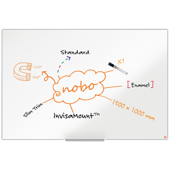 NOBO Impression Pro whiteboard 1915397 wandmontage magnetisch email 150 x 100 cm smal frame (1915397)