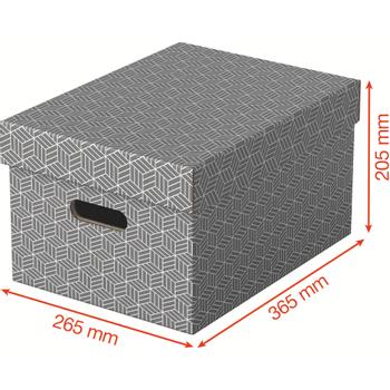 ESSELTE Home Opbergdoos 628283 Middelgrot 100% Gerecycled Karton Grijs 265 x 365 x 205 mm 3 Stuks (628283)