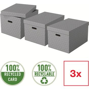 ESSELTE Home Opbergdoos 628287 Grot 100% Gerecycled Karton Grijs 355 x 510 x 305 mm 3 Stuks (628287)