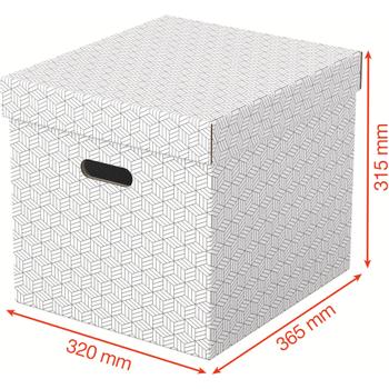 ESSELTE Home Opbergdoos 628288 Kubus Grot 100% Gerecycled Karton Wit 320 x 365 x 315 mm 3 Stuks (628288)