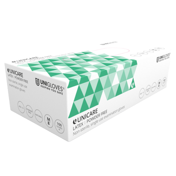 Unicare Wegwerphandschoenen Latex Ongepoederd Medium (M) Naturel 100 Stuks (GS0013)