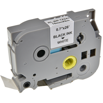 UNBRANDED P-touch Labeltape Compatibel Brother TZe-241 5BRT241-WT Zelfklevend Zwart op Wit 18 mm x 8 m (5BRT241-WT)