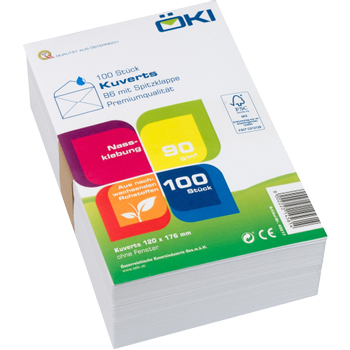 Öki Enveloppen Effen B6 Gegomd Wit 100 stuks (45617)