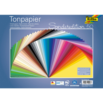 FOLIA Knutselpapier Kleurenassortiment Recycled 130 g/m² 50 Vellen (6725/50 99)