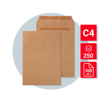 VIKING C4 Zelfklevend Envelop Bruin 229 (B) x 324 (H) mm Zonder Venster 100 g/m² 250 Stuks (1187130)