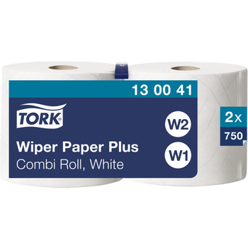 Tork Poetspapier W2, W1 Rol Wit 2-laags 130041 2 Rollen à 750 Vellen (130041)