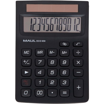 Maul MAULeco 650 Bureaurekenmachine 12 -cijferige display Zwart Zonne-energie 7268690 (7268690)