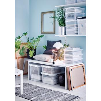 SMARTSTORE Home 50 Kunststof Magazijnbak 52 l Transparant,  wit 39 x 50 x 41 cm 3 Stuks (3331070)