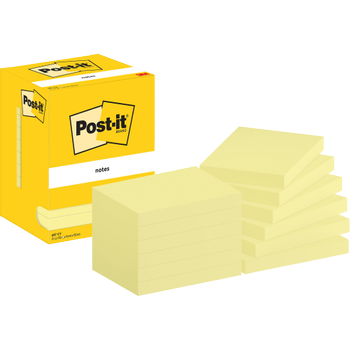 POST-IT Zelfklevende memoblaadjes 657-CY 76 x 102 mm 100 Vellen per blok Geel Pak van 12 (7100290168)
