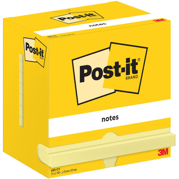 POST-IT Zelfklevende memoblaadjes 655-CY 76 x 127 mm 100 Vellen per blok Geel Pak van 12 (7100290165)