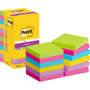 POST-IT Super Sticky Notes 654-12SS-UC 76 x 76 mm 90 Vellen per blok Blauw, geel, groen, paars, roze Vierkant Effen Pak van 12