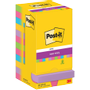 POST-IT Super Sticky Notes 654-12SS-UC 76 x 76 mm 90 Vellen per blok Blauw, geel, groen, paars, roze Vierkant Effen Pak van 12 (7100290156)