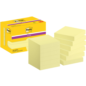 POST-IT Super Sticky Notes 622-12SSCY 47,6 x 47,6 mm 90 Vellen per blok Geel Vierkant Effen Pak van 12 (7100290190)