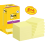 POST-IT Super Sticky Notes vierkant 76 x 76 mm blanco geel 654-SSCY-P8/ +4 90 12 stuks à 90 vellen (8+4) gratis (7100290174)