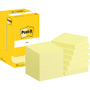 POST-IT Zelfklevende memoblaadjes 654-CY 76 x 76 mm 100 Vellen per blok Geel Pak van 12