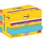 POST-IT Super Sticky Notes 622-12SS-PLAY 47,6 x 47,6 mm 90 Vellen per blok Blauw, geel, groen, paars, oranje, rood Vierkant Effen Pak van 12 (7100290166)