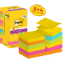 POST-IT Super Sticky Z-Notes R330-SSCARN-P8+4 76x 76 mm 90 Vellen per blok Blauw, geel, groen, oranje, roze, Pak van 12 (8+4 gratis) (7100290177)