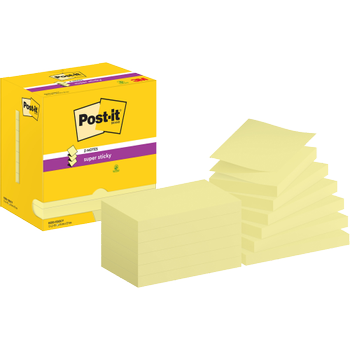 POST-IT Super Sticky Z-notes R350-12SSCY 76 x 127 mm 90 Vellen per blok Geel Pak van 12 (7100290171)