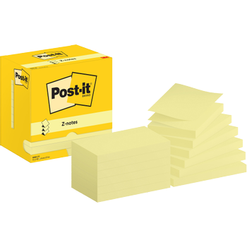POST-IT Sticky Z-notes R350 CY 67 x 127 mm 100 Vellen per blok Geel Pak van 12 (7100290186)