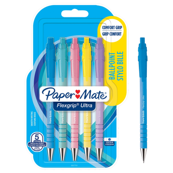 PAPERMATE FlexGrip Ultra Intrekbaar Balpen Blauw 1 mm Medium Balpen 5 Stuks (2162277)