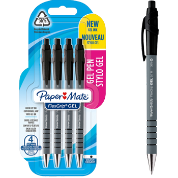 PAPERMATE FlexGrip 2108209 Intrekbaar Gelpen Zwart 0,7 mm Medium Ronde punt 4 Stuks (2108209)
