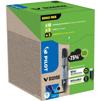 PILOT Greenpack Niet-permanent Whiteboard-marker Zwart Medium Ronde punt  -   80% Gerecycled 20 Stuks (5080701G10M)