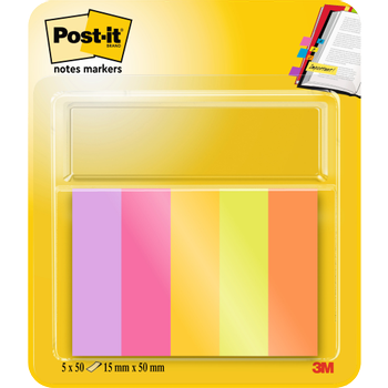 POST-IT indexen 1,3 x 4,5 mm kleurenassortiment 50 vellen 5 stuks (7100259441)