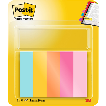 POST-IT Notes Markers Indexen Blauw, geel, oranje, roze 5 blokken van 50 vel (7100259442)