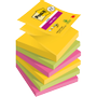 POST-IT Carnival Collection Super Sticky Z-Notes Vierkant 76 x 76 mm Blanco Kleurenassortiment 90 Vellen Voordeelpak 4 blokken + 2 GRATIS