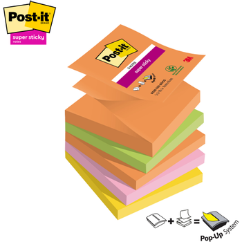 POST-IT Sticky Z-Notes Boost Kleurenassortiment 90 Vellen Pak van 5 (7100258789)