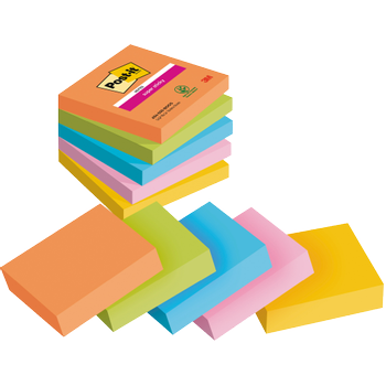 POST-IT Super Sticky Notes 76 x 76 mm Kleurenassortiment 90 Vellen Pak van 5 (7100258933)