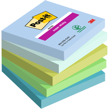 POST-IT Super Sticky Notes Oasis 76 x 76 mm Kleurenassortiment 90 Vellen Pak van 5 (7100258898)