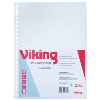 VIKING Showtassen A4 Generfd Transparant 80 micron PP (Polypropeen) Boven 23 Gaten 50 Stuks (1227970)