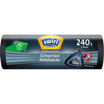 Swirl Tie Back Vuilniszak 240 l Zwart 5 Stuks (216199)