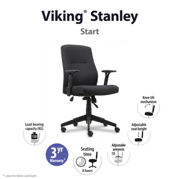 REALSPACE Stanley Bureaustoel Knie kanteling Stof In hoogte verstelbare armleuning In hoogte verstelbare zitting Zwart 110 kg 675 x 680 x 1,075 mm (1258226)